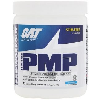 GAT, PMP、プレ・ワークアウト（運動前）、ピーク・マッスル・パフォーマンス、ブルーラズベリー、9 オンス (255 g)