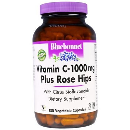 Bluebonnet Nutrition, ビタミンC - 1000 mgとローズヒップ、180ベジキャップ