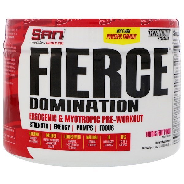 SAN Nutrition, フィアスドミネーション、エネルギー持続&筋肉強化、ワークアウト前用、フュリアス・フルーツパンチ、8.8 oz (248.8 g)