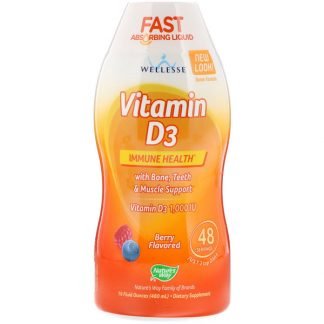 Nature's Way, ビタミン D3, ナチュラルな木苺のフレーバー 1000 IU, 16 オンス (480 ml)