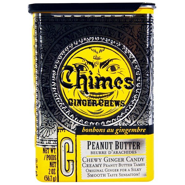 Chimes, 噛む生姜(Ginger Chews), ピーナッツバター, 2オンス(56.7 g)