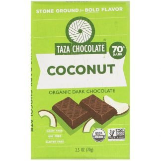 Taza Chocolate, Organic Dark Chocolate, Coconut, 2.5 oz (70 g)