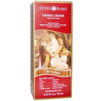 Surya Brasil, ヘナクリーム、 ヘアカラー＆コンディショナー、 アッシュブロンド、 2.37 液量オンス (70 ml)