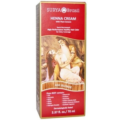 Surya Brasil, ヘナクリーム、 ヘアカラー＆コンディショナー、 アッシュブロンド、 2.37 液量オンス (70 ml)