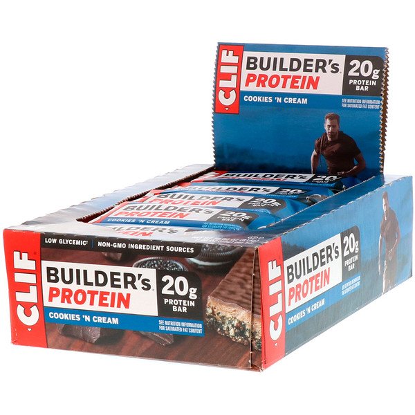 Clif Bar, ビルダーズプロテインバー、クッキー&クリーム、12本入り、各68g(2.40オンス)