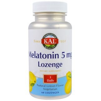 KAL, メラトニン薬用キャンディー、天然レモン味、5 mg、 60個