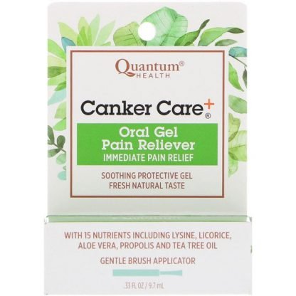 Quantum Health, 口内炎ケア+、オーラルジェルタイプの痛み止め、9.7ml（.33 fl oz）