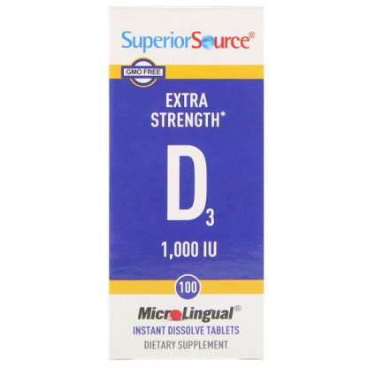 Superior Source, マイクロリンガル（MicroLingual）、エクストラストレングス D3、1000 IU、100 錠