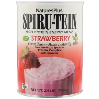 Nature's Plus, Spiru-Tein（スピルテイン）高タンパク質エネルギーミール、イチゴ、1,088g（2.4ポンド）