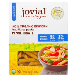 Jovial, オーガニック・トラディショナル・ヒトツブコムギパスタ、ペンネ・リガーテ、12 オンス（340 g）