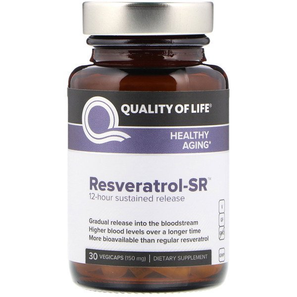 Quality of Life Labs, レスベラトロール-SR、150mg、ベジキャップ30錠