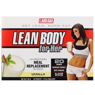 Labrada Nutrition, 女性用リーンボディ、高タンパク食事代換用シェイク、バニラ、20袋、各1.73 oz (49 g) (Discontinued Item)
