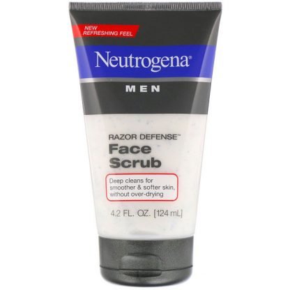 Neutrogena, 男性用、 レイザーディフェンス・フェイススクラブ、 4.2 液量オンス (124 ml)