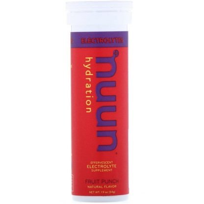 Nuun, アクティブ、発泡性電解質のサプリメント、フルーツパンチ、10錠、1.9 oz (54 g)
