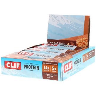 Clif Bar, ホエイプロテインバー, 塩キャラメル & カシューナッツ, 8本, 各1.98 oz (56 g) (Discontinued Item)