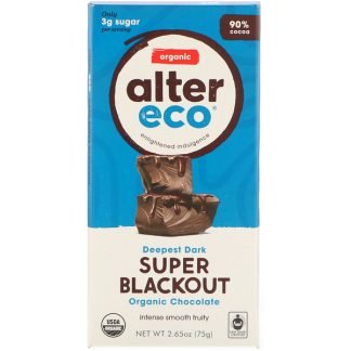 Alter Eco, オーガニックチョコレートバー、ディーペストダークスーパーブラックアウト、75 g（2.65 oz）
