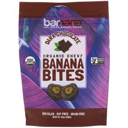Barnana, Organic Chewy Banana Bites, Dark Chocolate, 3.5 oz (100 g)