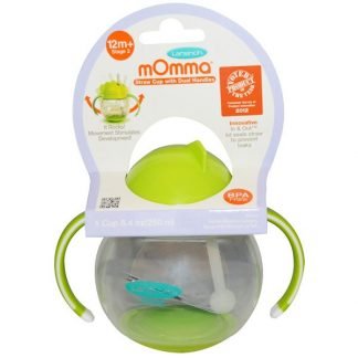 Lansinoh, mOmma, 両手用取っ手付きストローカップ, グリーン, カップ1個, 8.4 オンス (250 ml)