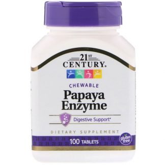 21st Century, Papaya Enzyme、チュアブルタブレット、100粒
