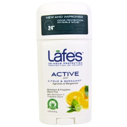 Lafe's Natural Bodycare, アクティブ、防臭インビジブルソリッド、シトラス & ベルガモット、2.25 oz (63 g)