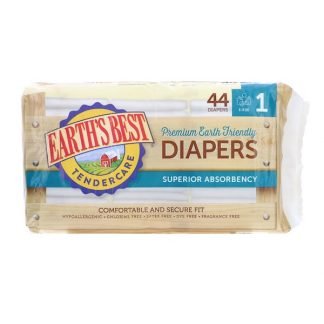 Earth's Best, TenderCare, Premium Earth Friendly, Diapers, Size 1, 8-14 lbs, 44 Diapers