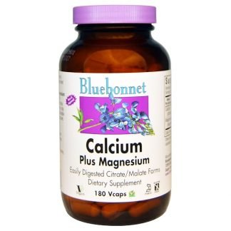 Bluebonnet Nutrition, クエン酸カルシウム、プラス マグネシウム、180 Vcaps®（ベジカプセル）