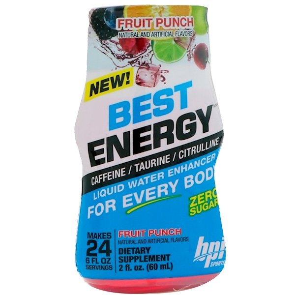 BPI Sports, ベストエナジー、リキッドウォーターエンハンサー、フルーツポンチ、2 fl oz (60 ml)