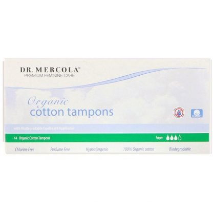 Dr. Mercola, オーガニックコットンタンポン、スーパー、14個