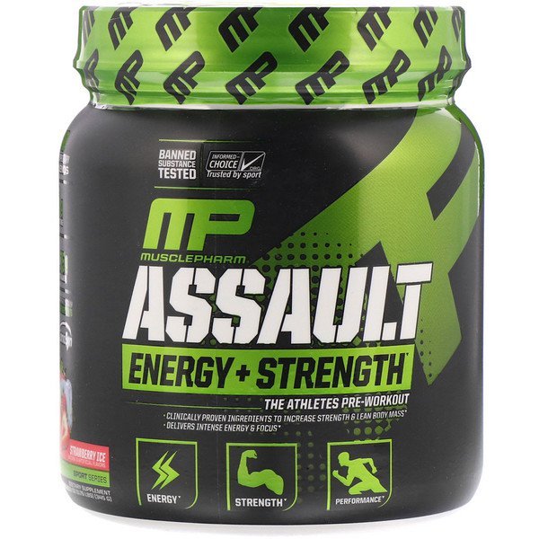 MusclePharm, Assault Energy & Strength, Strawberry Ice 12.17 oz (0.76 lbs) (345 g)