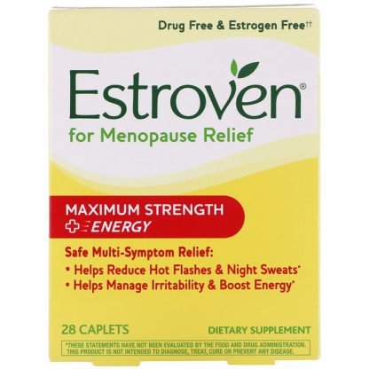 Estroven, メノポーズリリーフ、マキシマムストレングス＋エネルギー、カプレット28粒