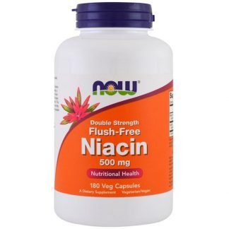 Now Foods, ナイアシン、フラッシュフリー、ダブルストレングス、500mg、180Ｖキャップ