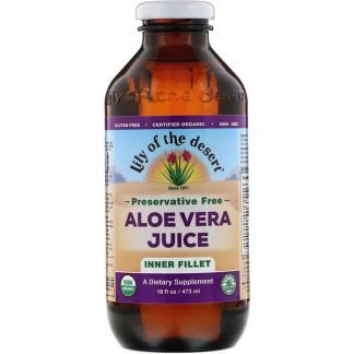 Lily of the Desert, オーガニックアロエジュース、内側フィレット、防腐剤不使用、16floz（473ml）