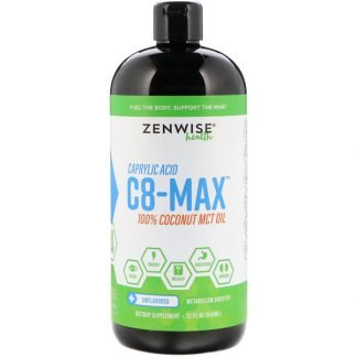 Zenwise Health, C8-MAX、カプリル酸MCTオイル、代謝促進、無香料、32 fl oz (946 ml)