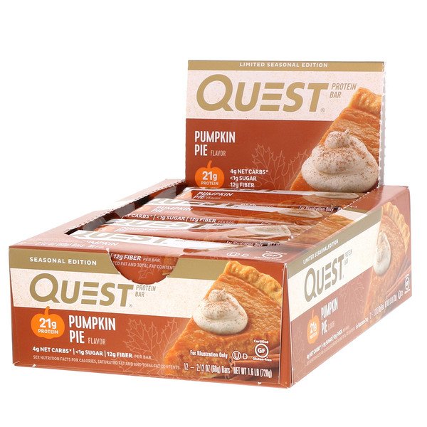 Quest Nutrition, プロテインバー、パンプキンパイ、12個、各2.12オンス (60g) (Discontinued Item)
