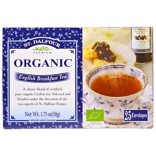 St. Dalfour, オーガニック, イングリッシュ・ブレックファーストティー, ティーバッグ25包, 50 g