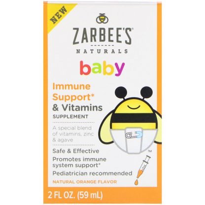Zarbee's, ベビー、免疫サポート＆ビタミン、天然オレンジ風味、59ml（2fl oz）