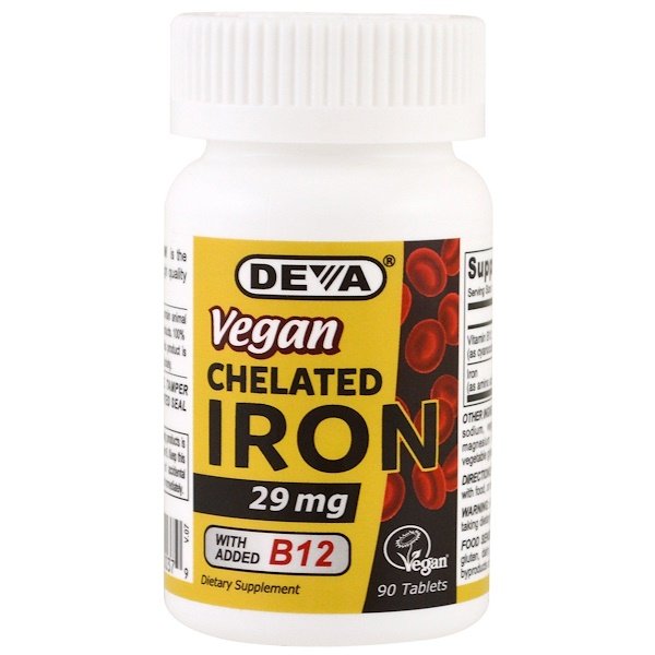 Deva, ヴィーガン・キレート化アイロン、29 mg、タブレット90錠