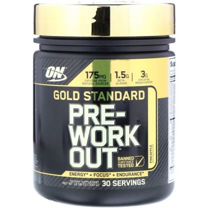 Optimum Nutrition, Gold Standard、ワークアウト前、パイナップル、10.58 oz (300 g) (Discontinued Item)