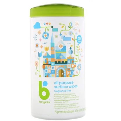 BabyGanics, 汎用タイプの表面ワイプ、無香料、ウェットワイプ75枚