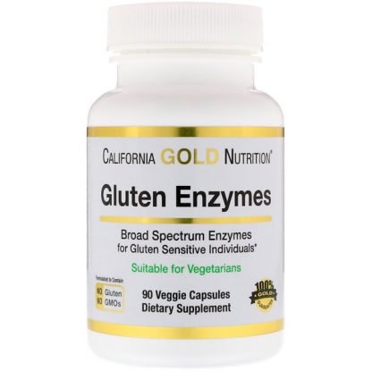 California Gold Nutrition, グルテン酵素 90植物性カプセル