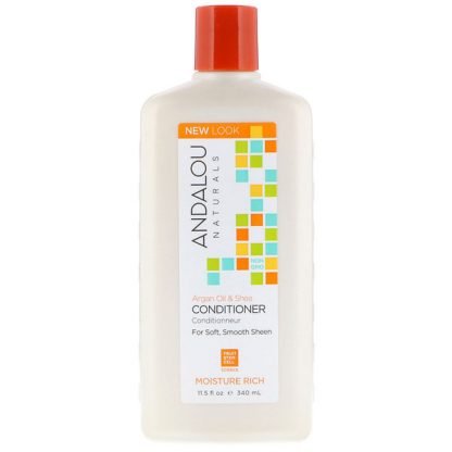 Andalou Naturals, コンディショナー、モイスチャーリッチ、ソフトでスムーズな輝きに、アルガンオイルとシア、11.5 fl oz (340 ml)