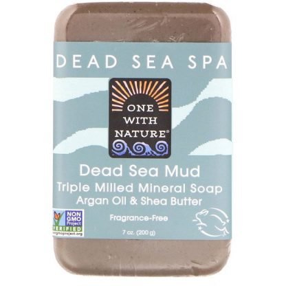 One with Nature, トリプルミルドミネラルソープバー、死海の泥、無香料、200g（7oz）