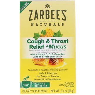 Zarbee's, 咳・痰・喉のリリーフ、昼用ドリンクミックス、天然レモン味、6袋、各3.4 oz (96 g)