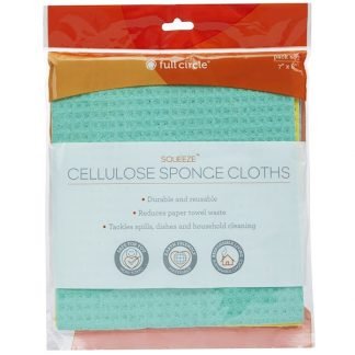 Full Circle, Squeeze Cellulose Cleaning Cloths, Pack of 3, 7" x 8" Each
