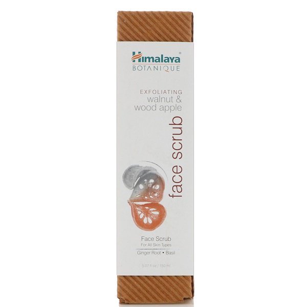 Himalaya, Botanique(ボタニック)、角質除去する胡桃とウッドアップルのフェイス・スクラブ、5.07液量オンス(150ml)