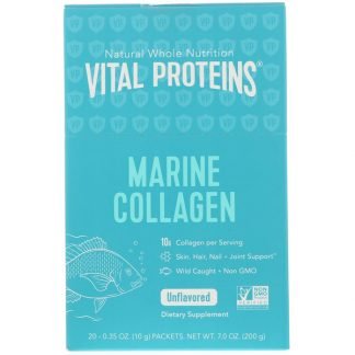 Vital Proteins, マリンコラーゲン、無香料、20袋入り、各0.35 oz (10 g)
