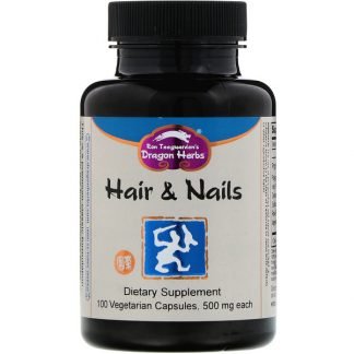 Dragon Herbs, ヘア＆ネイル、500mg、ベジカプセル100粒