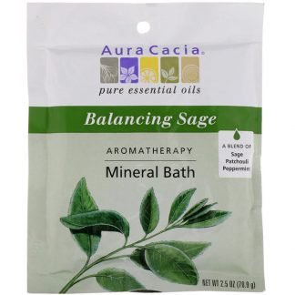 Aura Cacia, アロマセラピー ミネラルバス、 バランシングセージ、 2.5 oz (70.9 g)