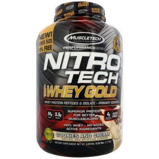 Muscletech, ニトロテク100%ホエイゴールド, クッキーとクリーム, 5.53 lbs (2.51 kg)