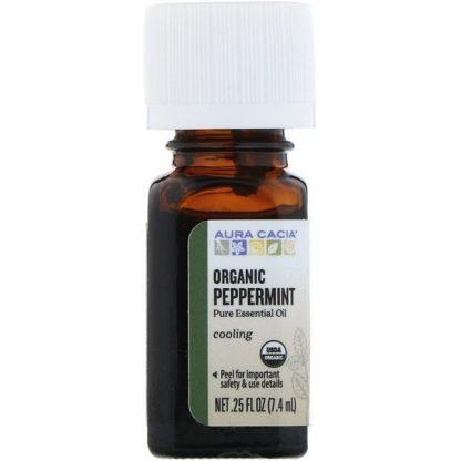 Aura Cacia, オーガニック、 ペパーミント、 0.25 fl oz (7.4 ml)
